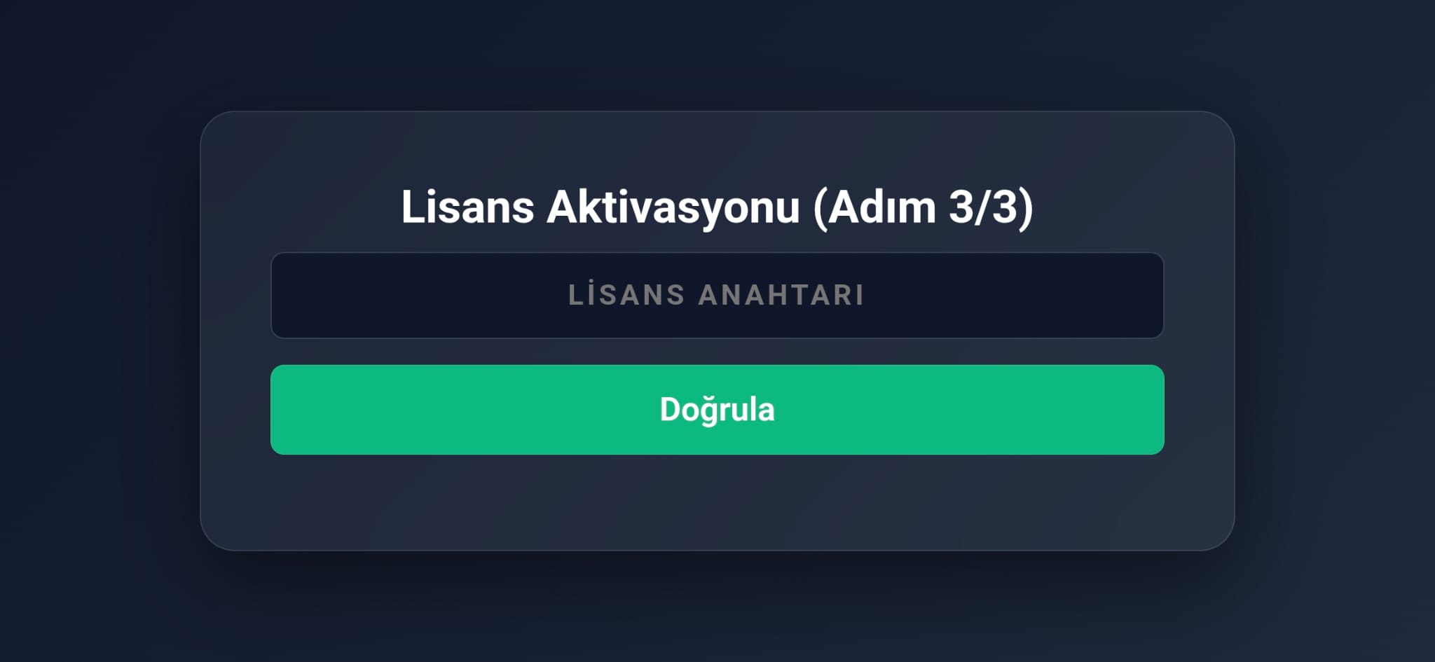 Lisans Aktivasyonu Adım 3